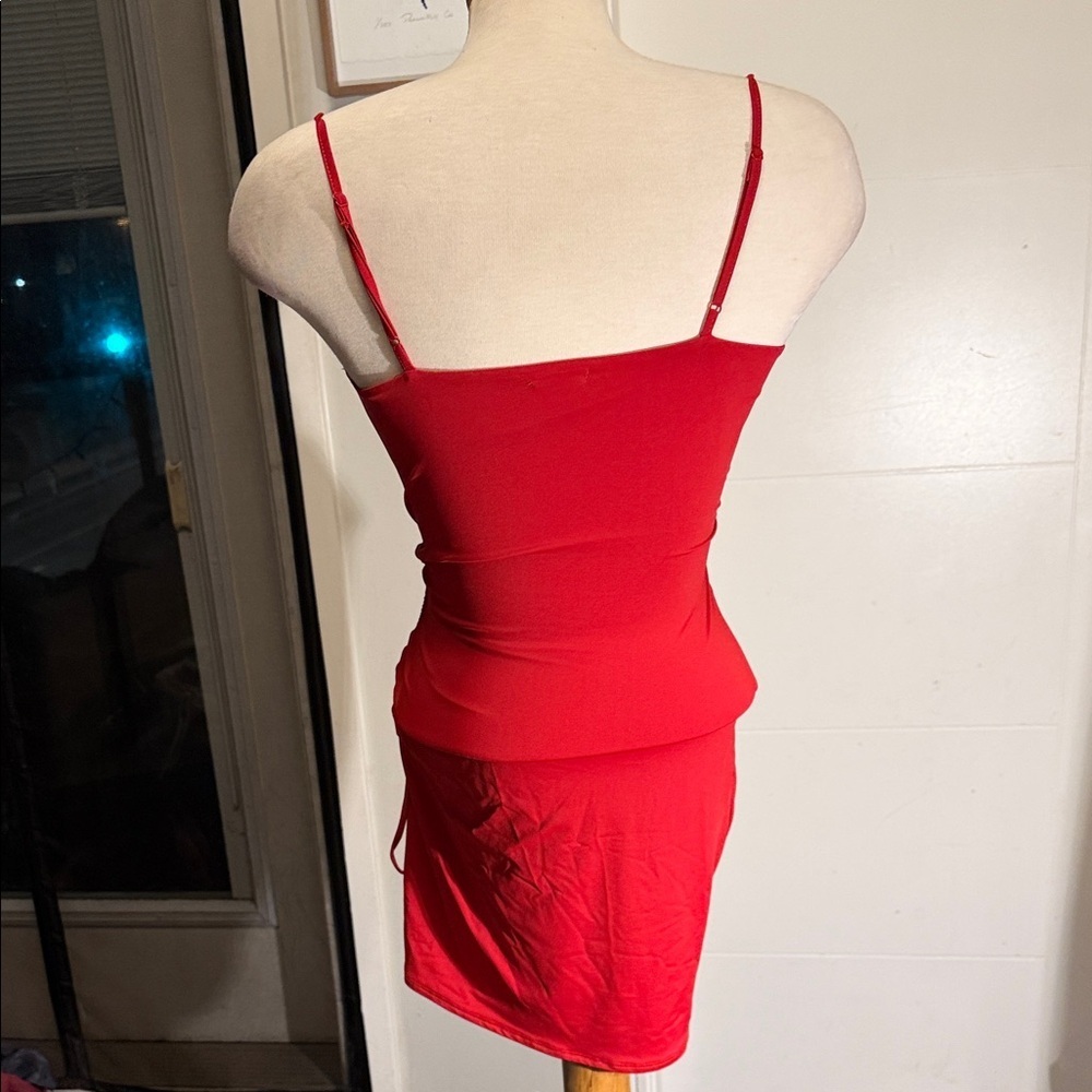 Little Red Ruched Dress - Picture 5 of 9